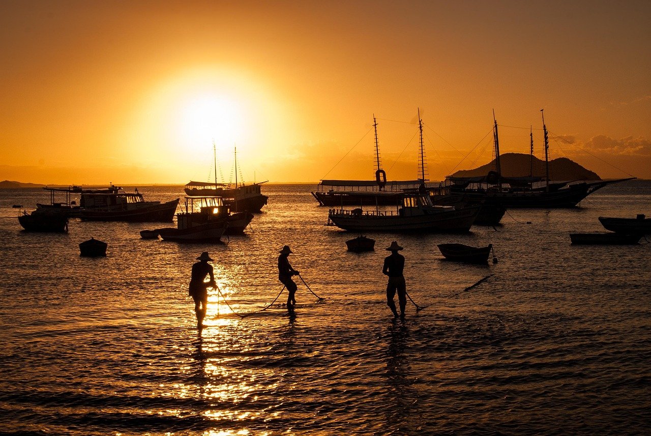 sunset, brazil, beach, fisher, nature, brasil, ocean, silhouette, fisher, fisher, fisher, fisher, fisher